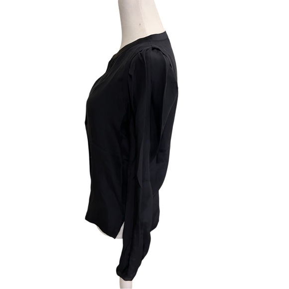 Maje Navy Blue Buttoned SILK  Blouse with Mandarin Collar - Picture 8 of 12